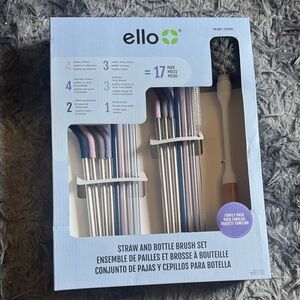 ello Straw and Bottle Brush Set - Pastel Multi (17-Pack)